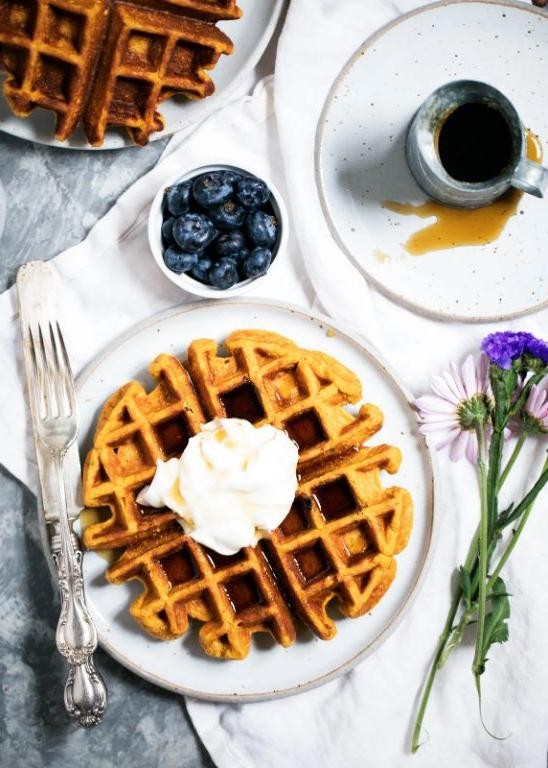 Sweet Potato and Cottage Cheese Protein Waffles