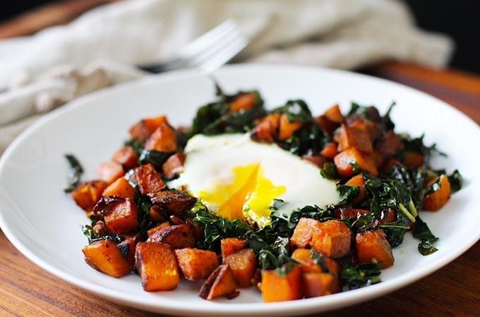 Sweet potato and kale lactation hash