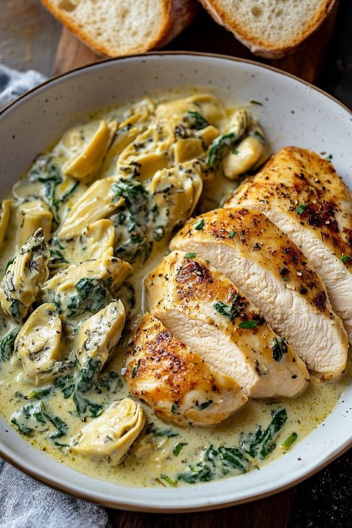 Swiss Chicken with Spinach and Artichokes