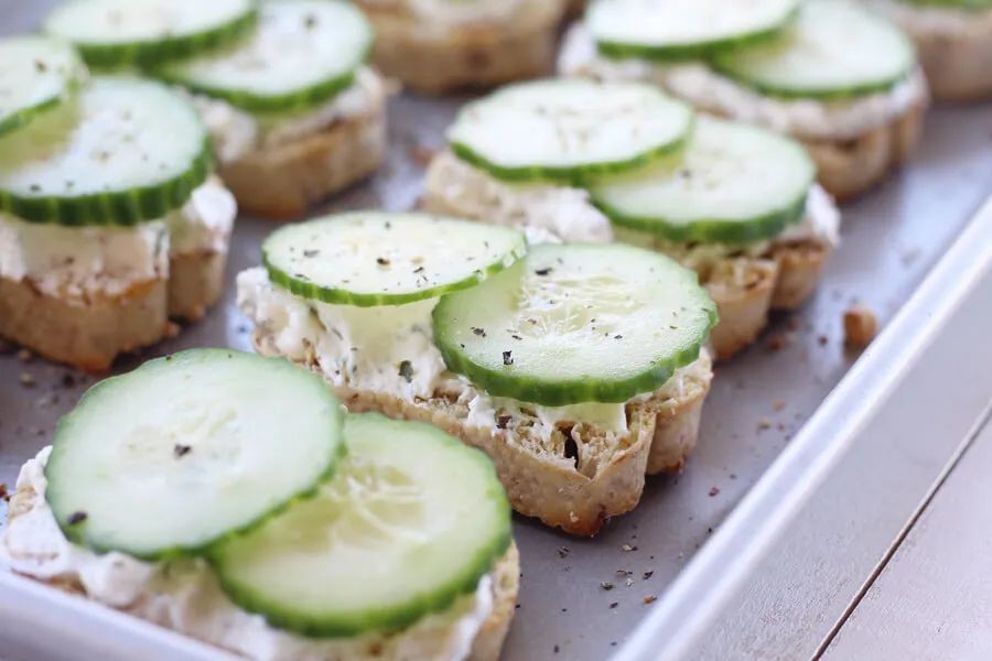 Tangy Cucumber Relish Crostini