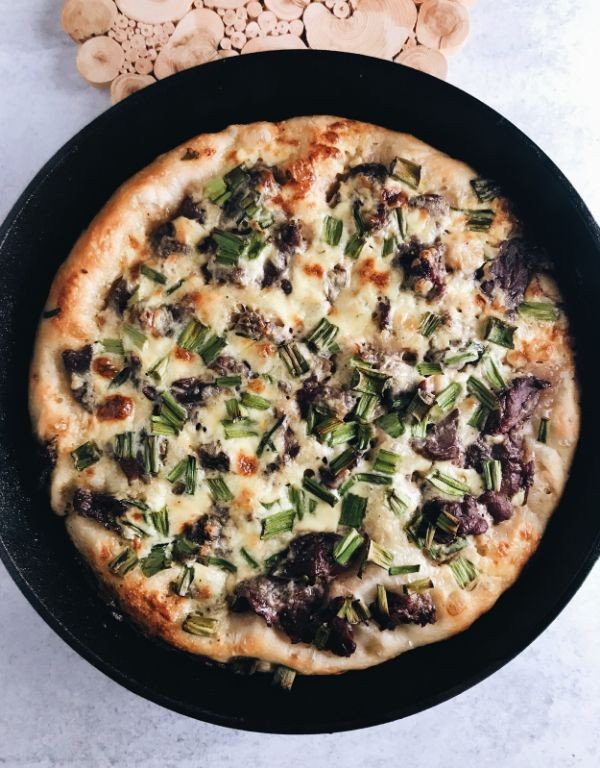Teriyaki Beef Pizza with Scallions