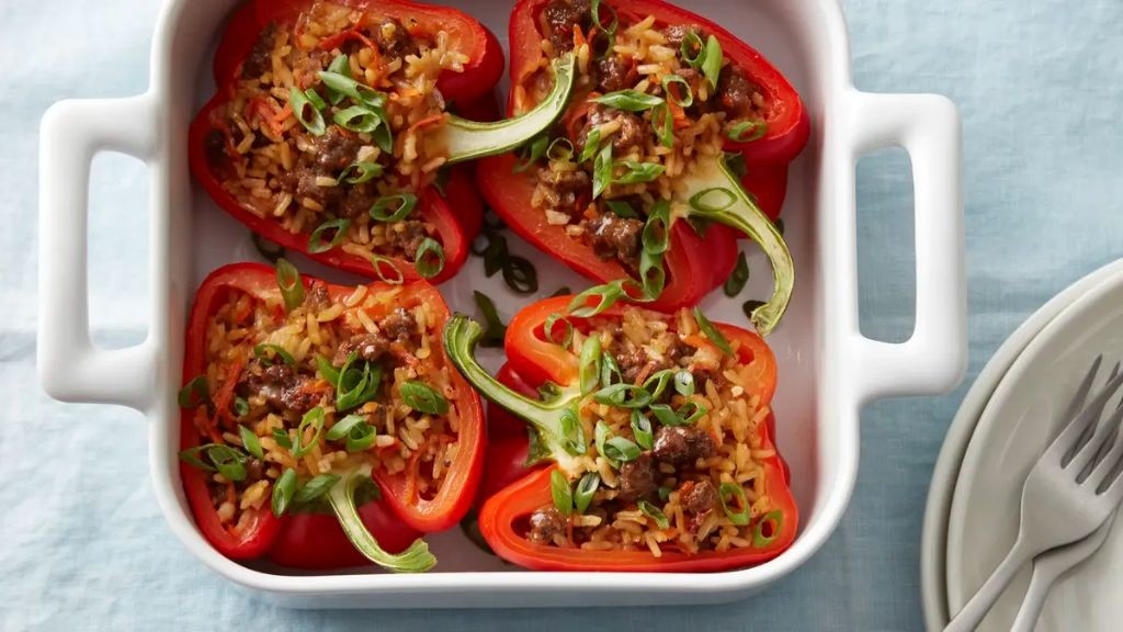 Teriyaki Beef Stuffed Bell Peppers