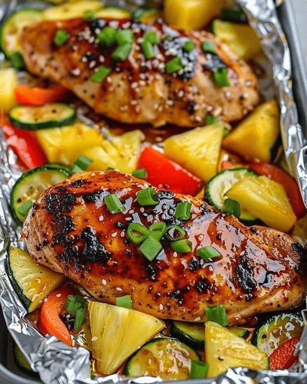 Teriyaki Chicken and Pineapple Foil Pack