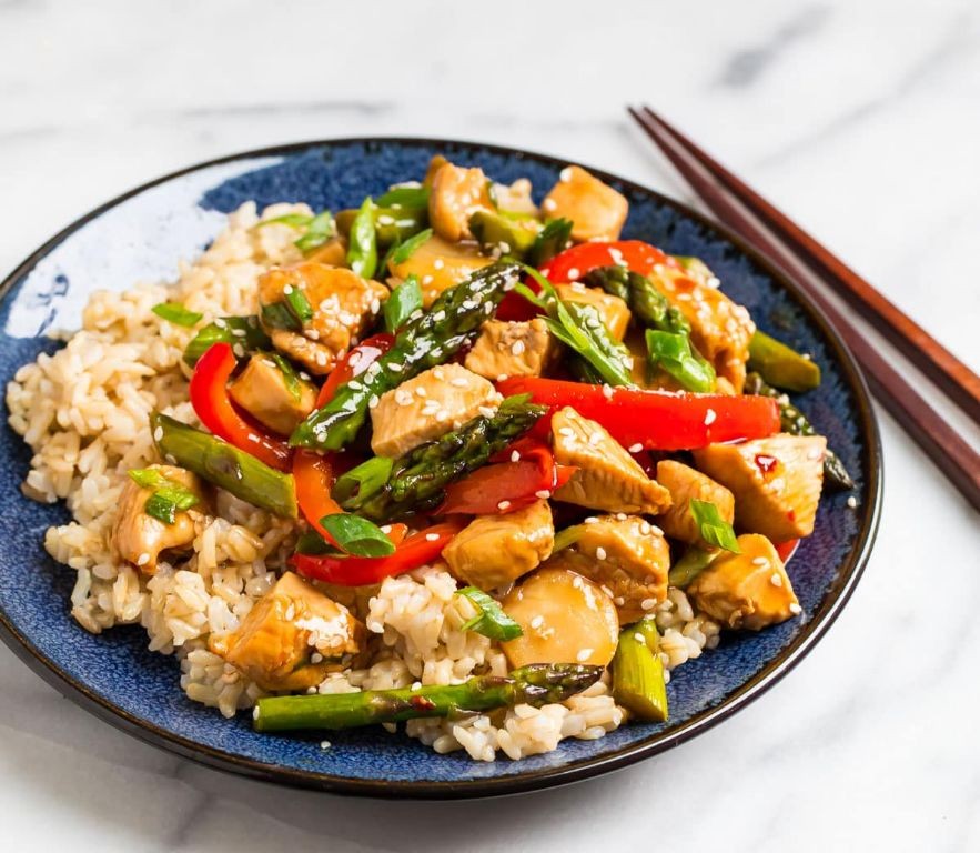 Teriyaki Chicken and Vegetable Stir-Fry with Brown Rice
