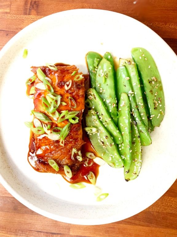 Teriyaki Crispy Salmon with Scallions