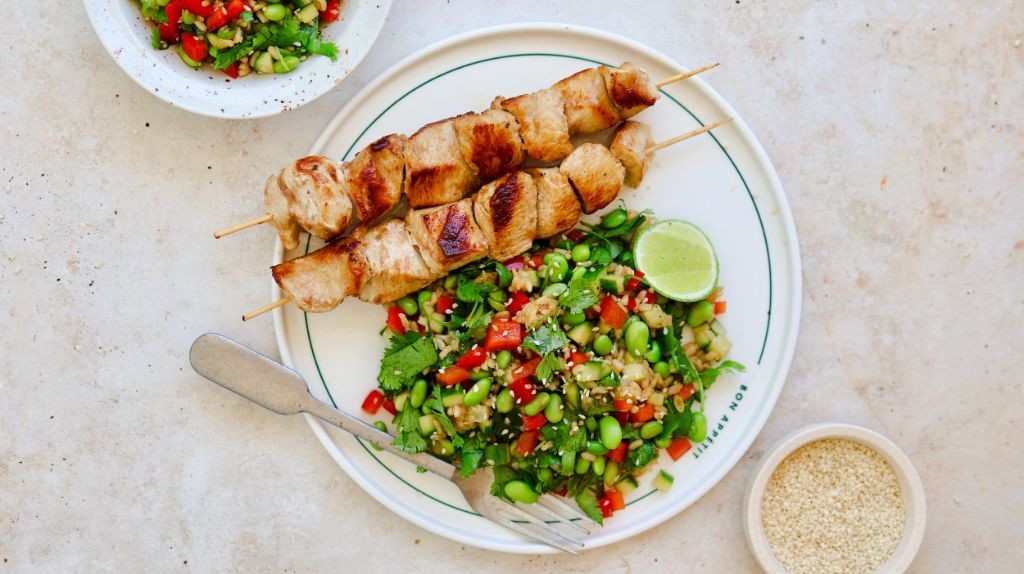 Teriyaki Glazed Shelled Edamame Skewers