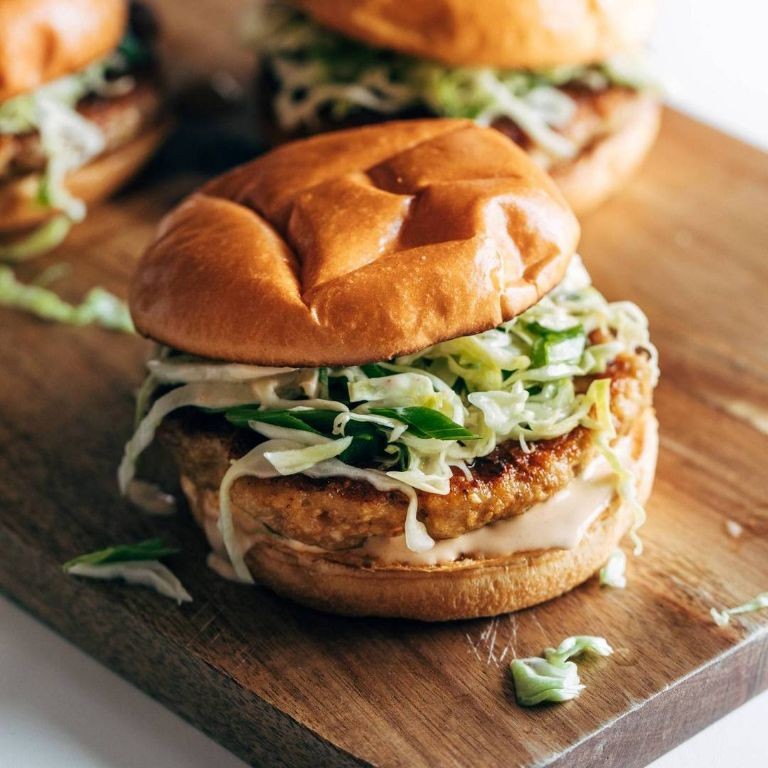 Teriyaki Pineapple Chicken Burger with Sesame Slaw