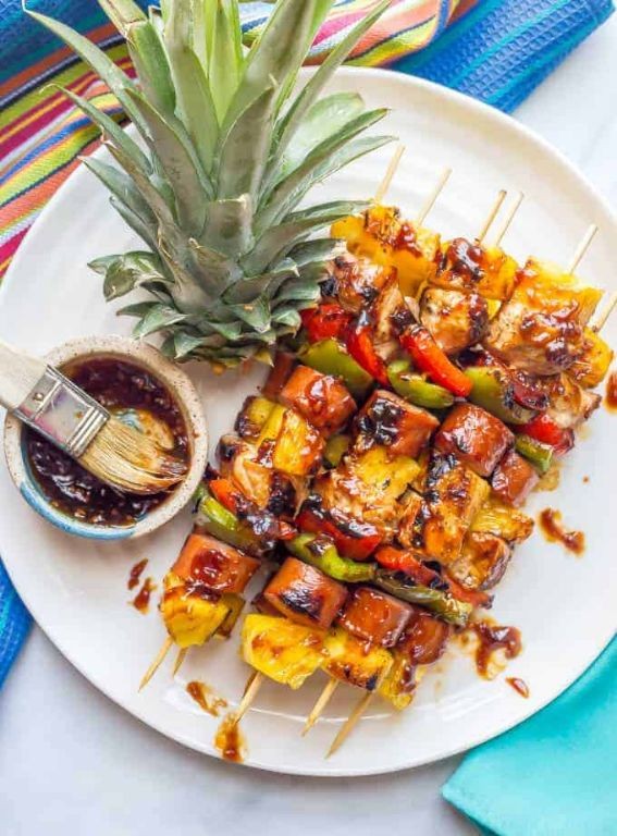 Teriyaki Pineapple Chicken Chunks Skewers