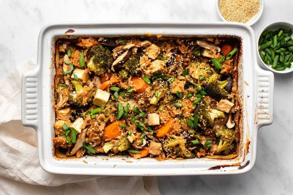 Teriyaki Tofu Quinoa Casserole