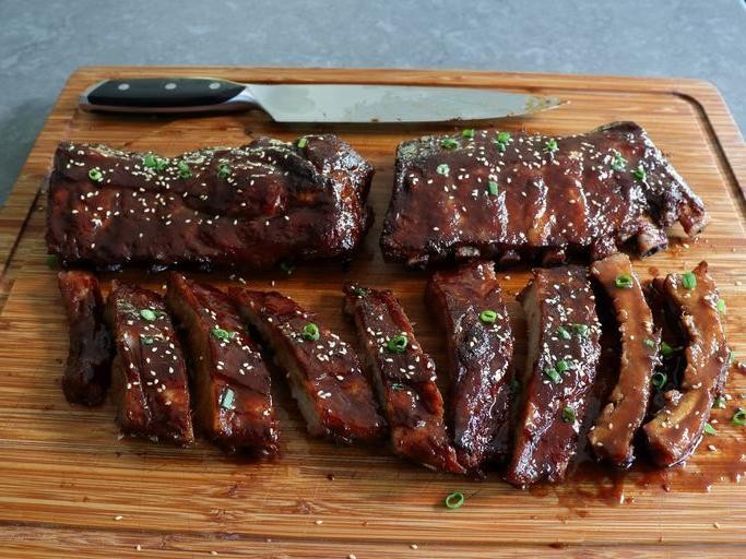Teriyaki-Glazed Rib Tips with Sesame Seeds