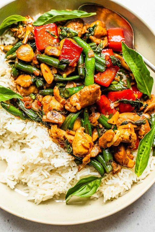 Thai Basil Cabbage and Rice with Chicken