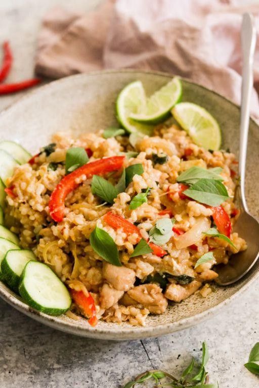Thai Basil Chicken and Shrimp Fried Rice