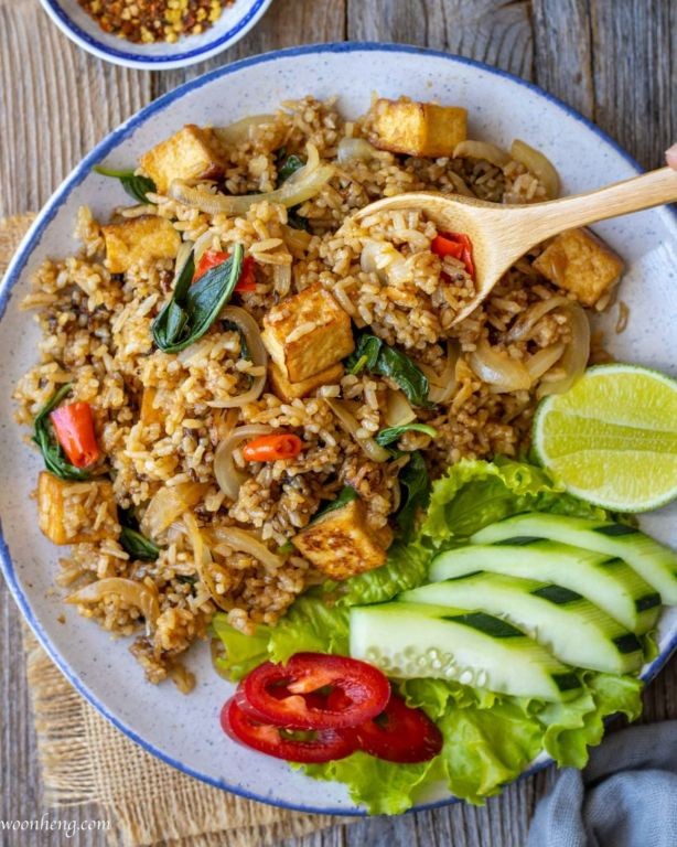 Thai Basil Fried Rice with Tofu
