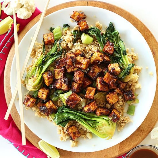 Thai Peanut Cauliflower Rice with Tofu