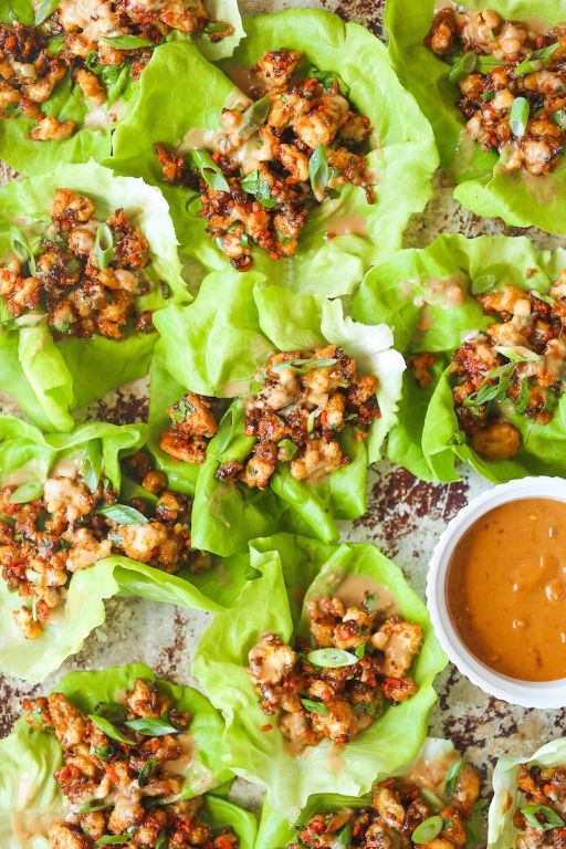 Thai Peanut Chicken Lettuce Wraps