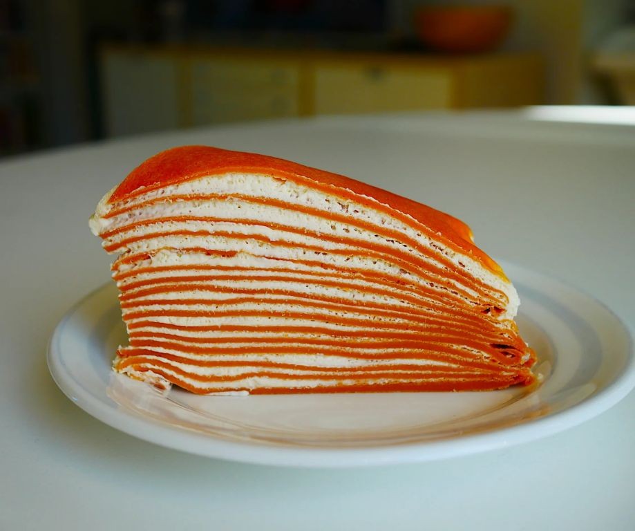 Thai Tea Crepes with a Silky Filling