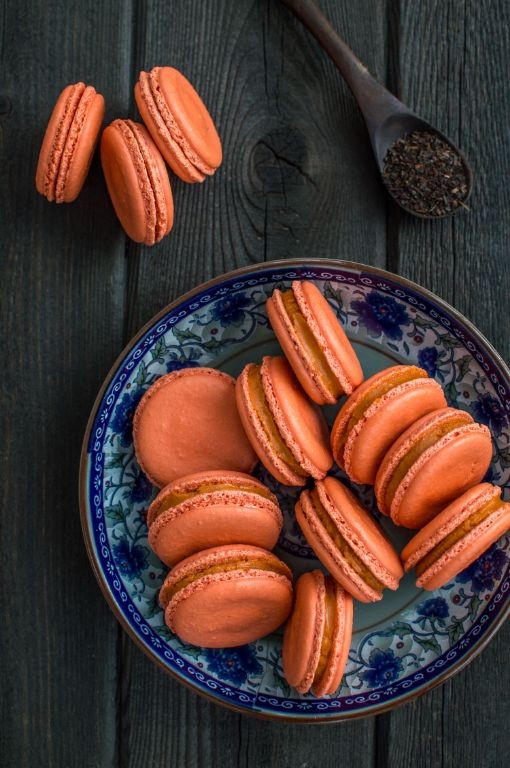 Thai Tea Macarons with a Sweet Filling