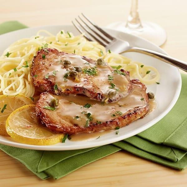 Thin Sliced Pork Piccata with Capers