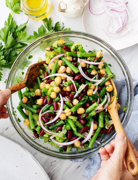 Three-Bean Salad with Tangy Vinaigrette