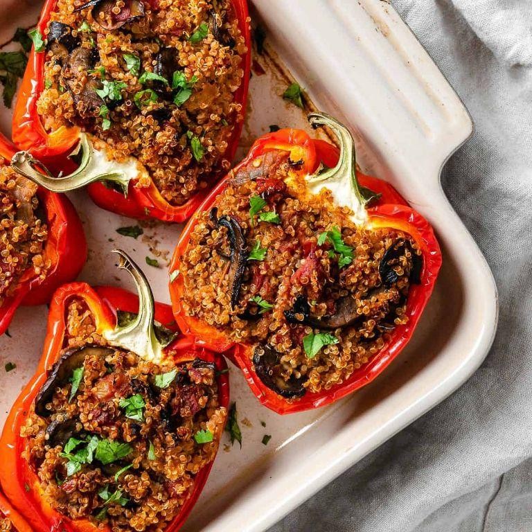 Tofu and Quinoa Stuffed Peppers