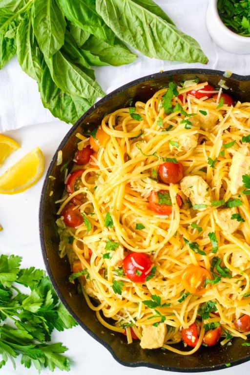 Tomato Basil Chicken Scampi