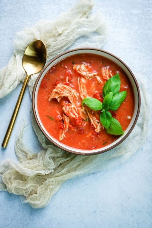 Tomato Basil Shredded Chicken Soup