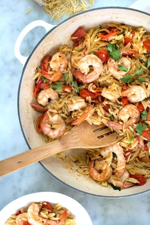 Tomato Basil Shrimp Orzo