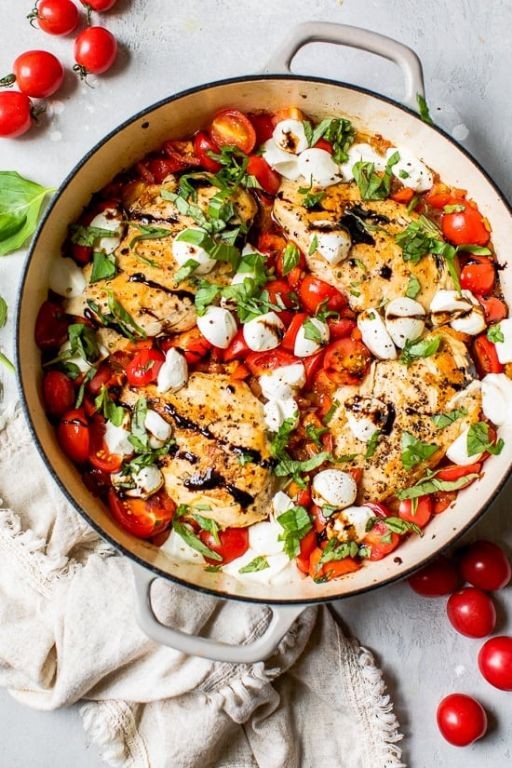 Tomato Mozzarella Chicken Skillet