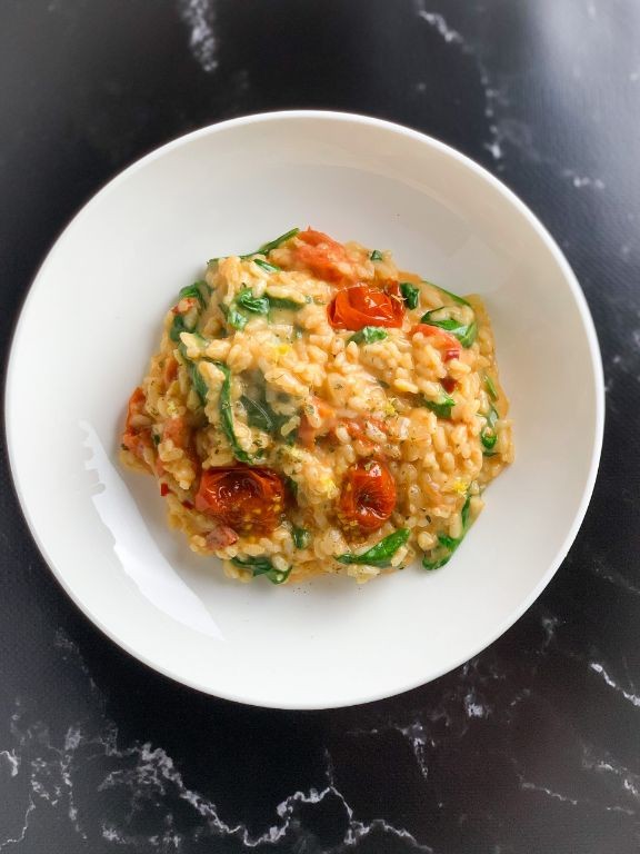 Tomato Spinach and Parmesan Risotto