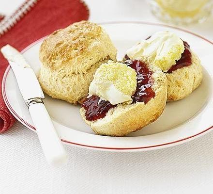 Traditional English Scones with Clotted Cream and Jam