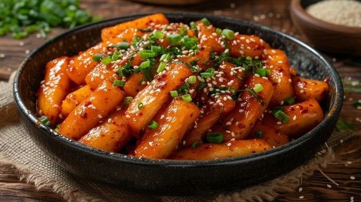 Tteokbokki Pizza with Spicy Mayo Drizzle