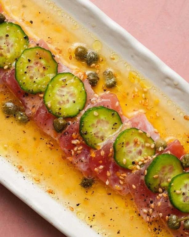 Tuna Crudo with Lemon Olive Oil Drizzle