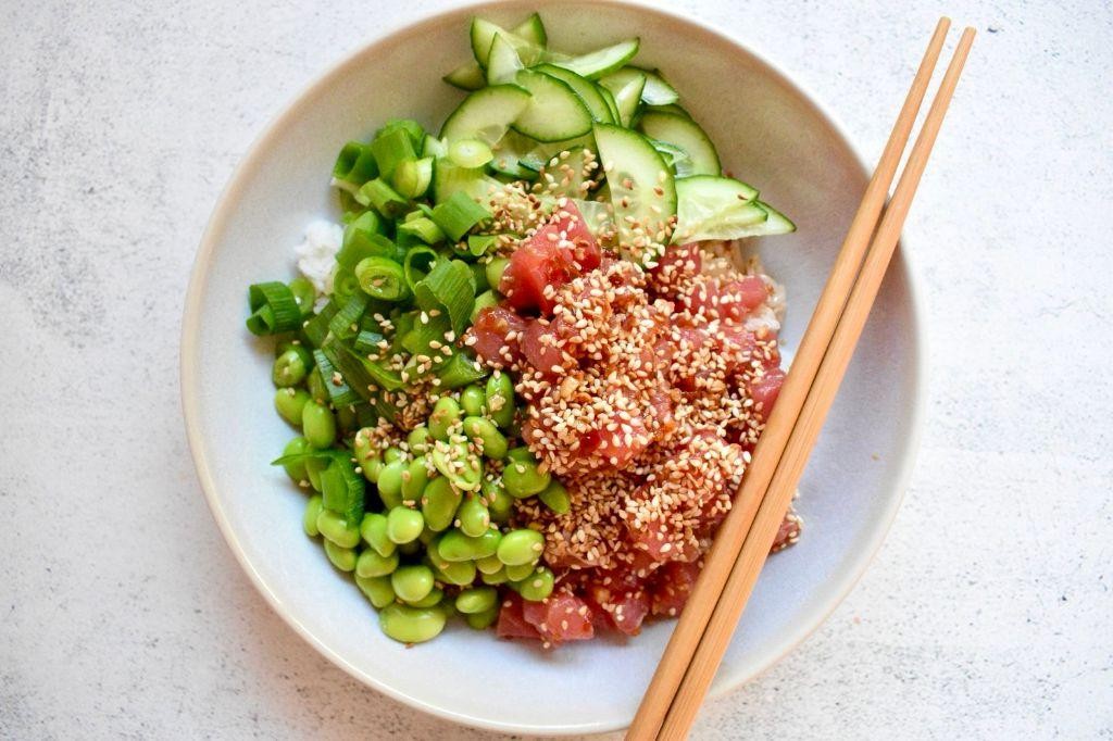 Tuna Poke with Edamame and Cucumber