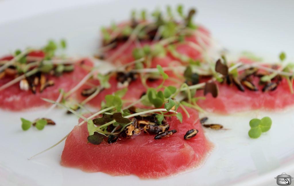 Tuna Sashimi with Truffle Oil Drizzle
