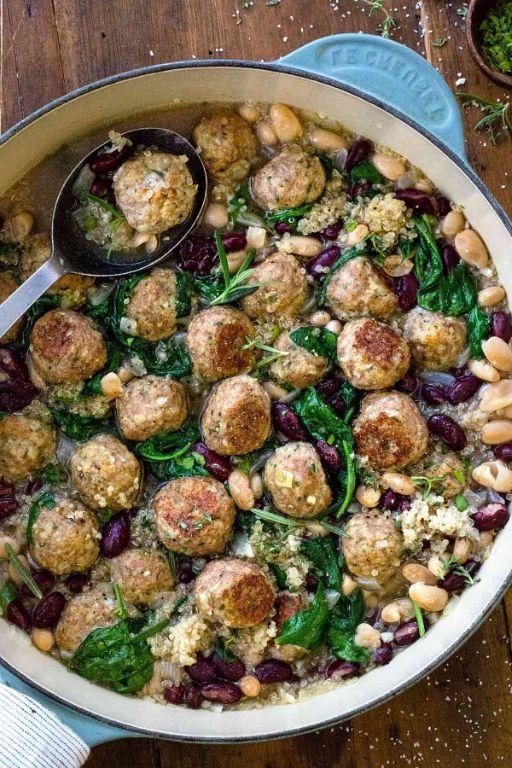 Turkey Meatball Soup with Kale and Quinoa