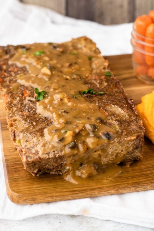 Turkey Meatloaf with Mushroom Gravy