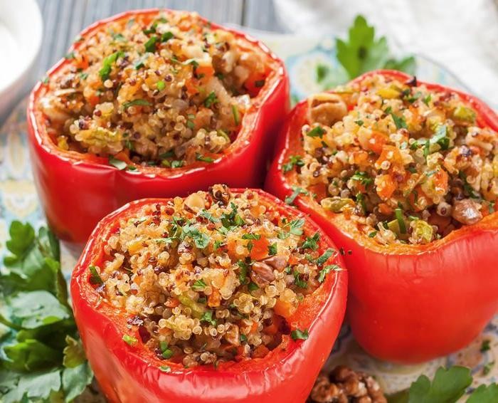 Turkey and Quinoa Stuffed Peppers in the Crockpot