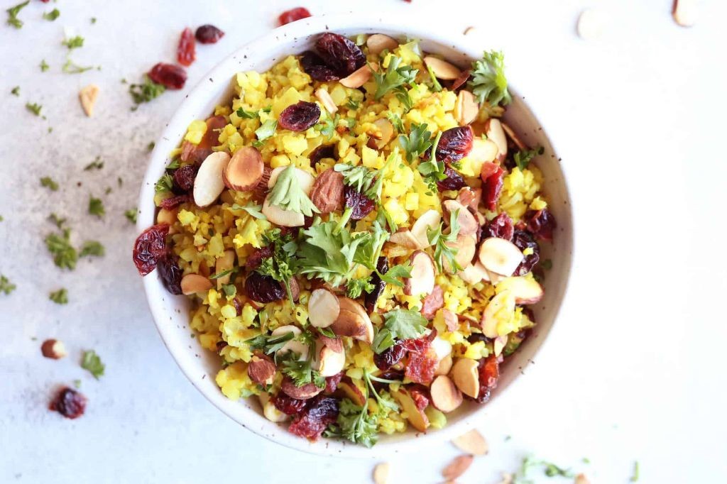 Turmeric Cauliflower Rice with Roasted Vegetables