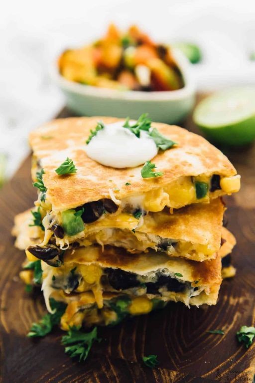 Vegan Black Bean and Corn Quesadillas