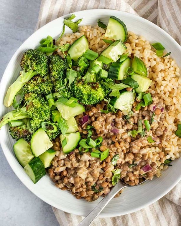 Vegan Lentil Bowl with Miso Glazed Vegetables