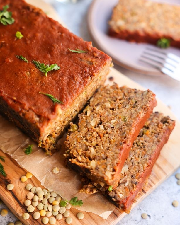 Vegan Lentil Loaf with Tangy Glaze