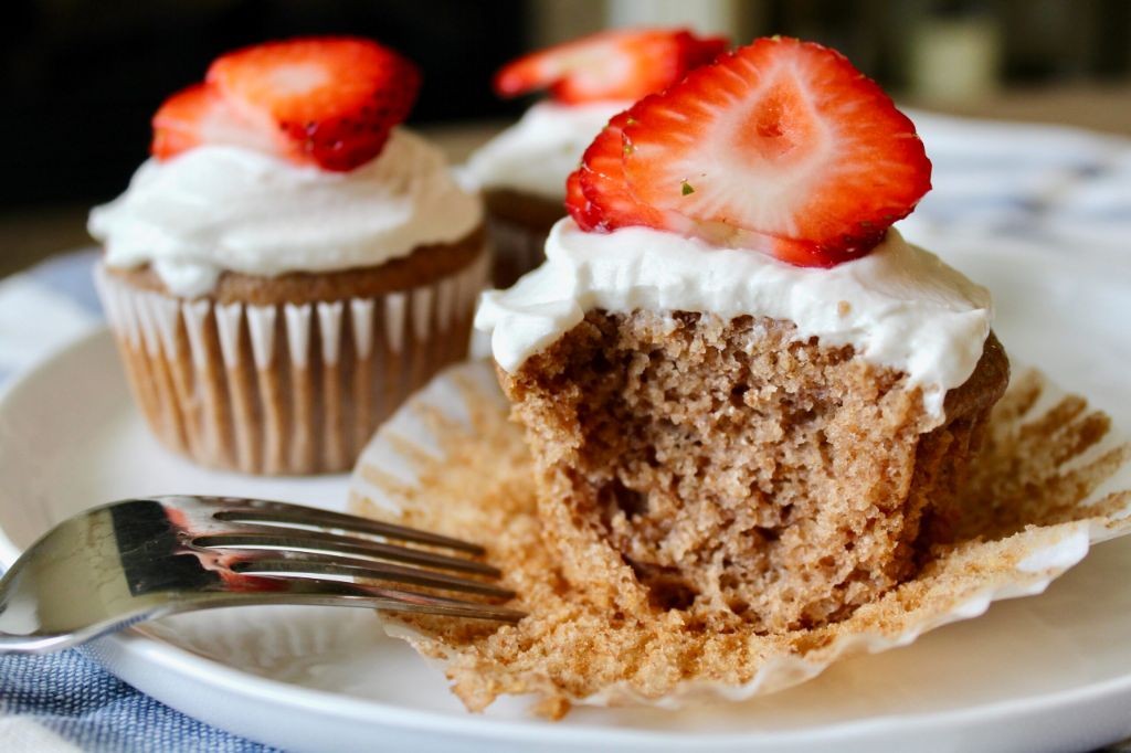 Vegan Strawberry Cupcakes with Coconut Frosting