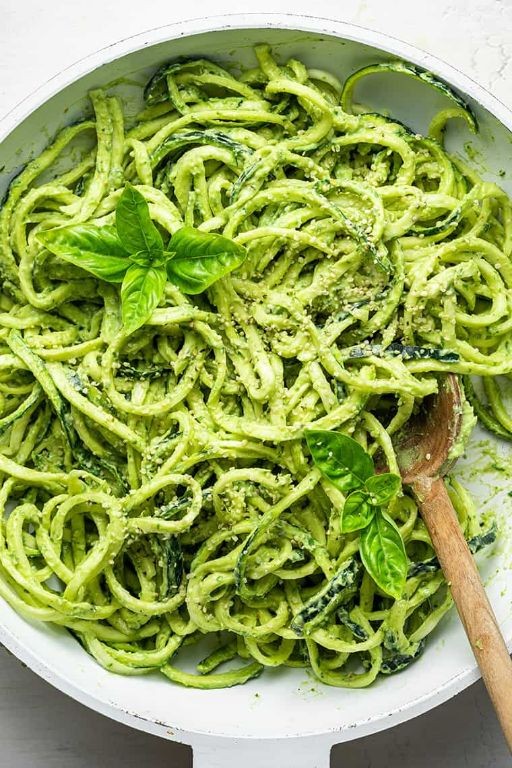 Vegan Zucchini Noodles with Avocado Pesto