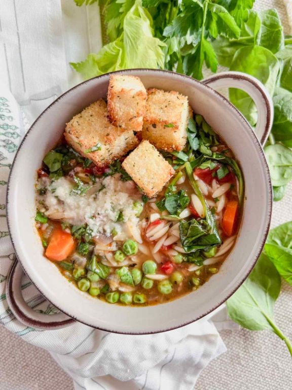 Vegetable Orzo Soup with Parmesan