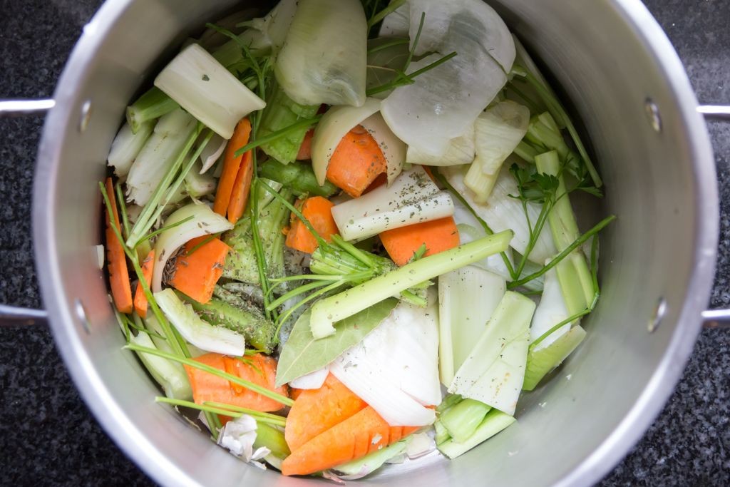 Vegetable Stock Infused with Mirepoix and Herbs
