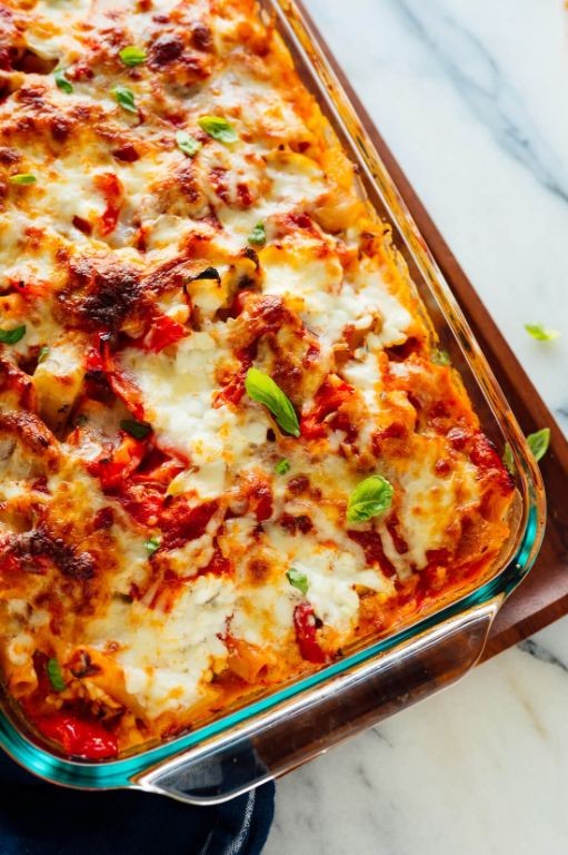 Vegetable-Packed Baked Mostaccioli
