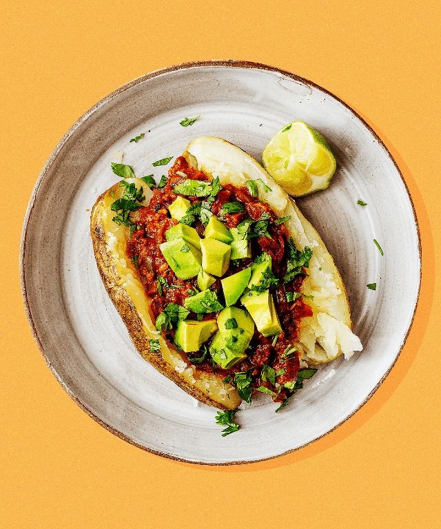 Vegetarian Chili Stuffed Potatoes
