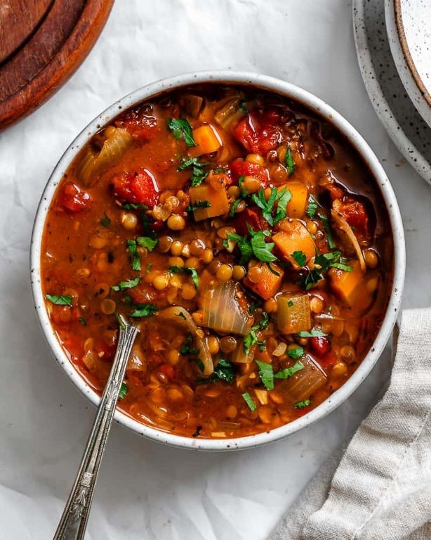 Vegetarian Lentil Soup with Mirepoix and Spices