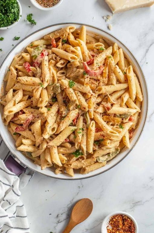 Vegetarian Rasta Pasta with Grilled Zucchini