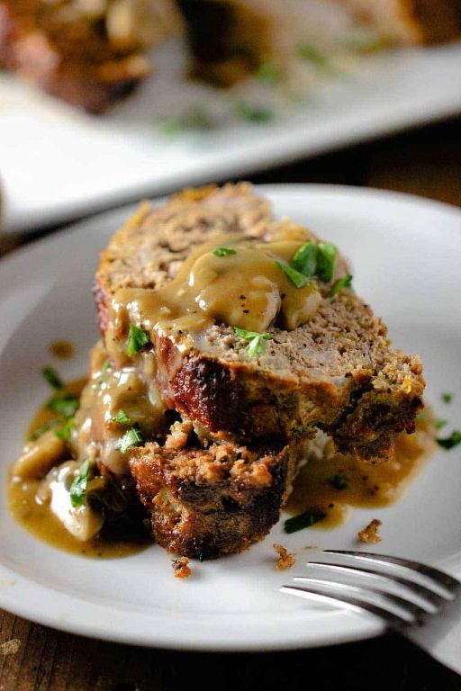 Venison Meat Loaf with Mushroom Gravy